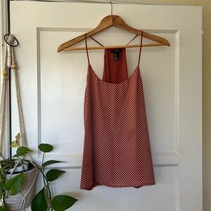 FOREVER 21 orange and white polka dot tank top. Size Small